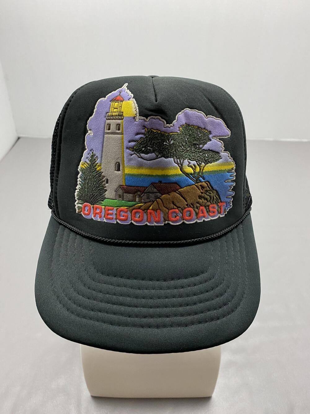 Oregon Coast Hat Cap Snap Back One Size Black Trucker Mesh Baseball Cap Mens